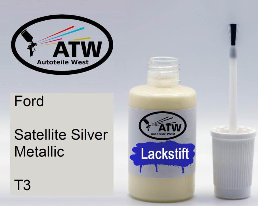 Ford, Satellite Silver Metallic, T3: 20ml Lackstift, von ATW Autoteile West.